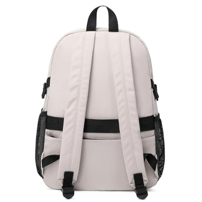 MIRLEWAIY Classical School Backpack Lightweight Bookbag Casual Daypack Travel Work Bag For Teenagers College Girls boys - color: Beige