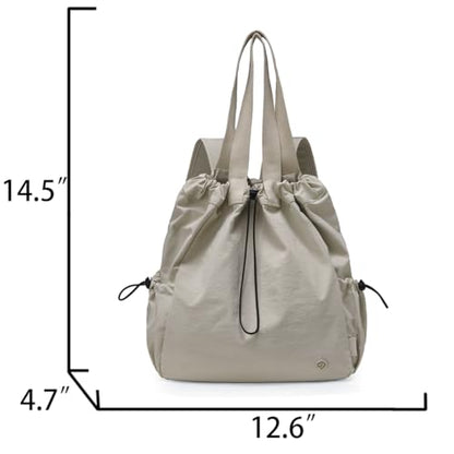 Casual Lightweight Small Backpack For Women 14.5 Inch Durable Drawstring Dual Use Travel Daypack - color: Dark Pink
