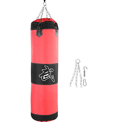Bnineteenteam Heavy Punching Bag,Training Boxing Bag with Chain for Adults Men Women(Empty) - color: Red, size: 120cm