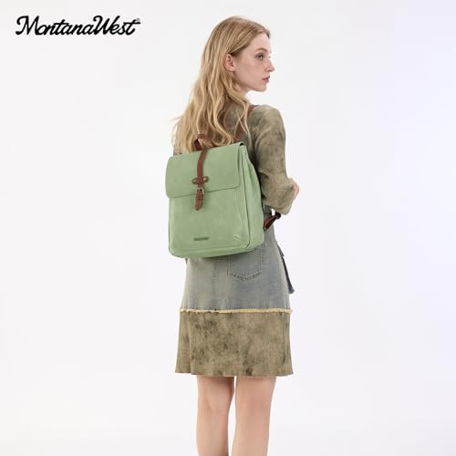 Montana West Backpack Purse for Women Casual Daypack Convertible Crossbody Backpack for Travel Work - color: Green