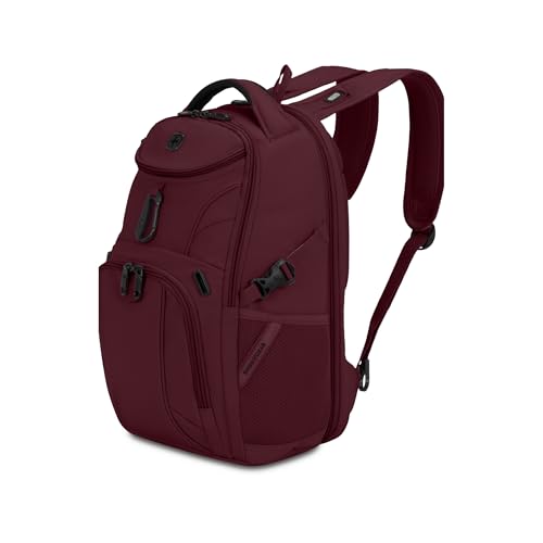 SwissGear 1900 Mini ScanSmart 16-Inch Backpack, Fits Up to 13-Inch Laptop, RFID Protection & ScanSmart TSA-Friendly Compartment, Merlot - color: Merlot