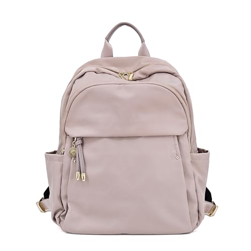 M-ioi-M Medium Backpack Purse for Women, Fashion Nylon Daypack with Gold Hardware, Lightweight Water-Resistant Rucksack for College, Work, Travel, Everyday Use, Fits 13–14" Laptop(Misty Mauve,Medium) - color: Misty Mauve,medium