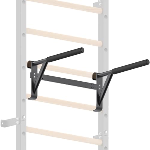 Kipika Gymnastic Stall Bar - 2"x2" Swedish Ladder with 1" Hole, Wall Mounted Pull-up Bar Ladder Suspension Trainer, Solid Wood Grips Gymnastics Training Bar for Home, Wall Gym, School - color: B - Dip Bar Attachment for Swedish Ladder
