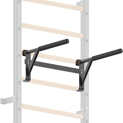 Kipika Gymnastic Stall Bar - 2"x2" Swedish Ladder with 1" Hole, Wall Mounted Pull-up Bar Ladder Suspension Trainer, Solid Wood Grips Gymnastics Training Bar for Home, Wall Gym, School - color: B - Dip Bar Attachment for Swedish Ladder