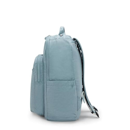 Kipling Women's Seoul 15" Laptop Backpack, Durable, Roomy with Padded Shoulder Straps, Built-In Protective Sleeve - color: Relaxed Grey, size: 12.75''L x 17.25''H x 8''D