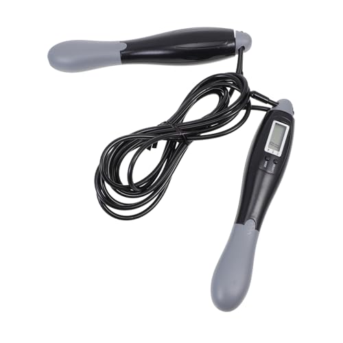 KOMBIUDA Smart Jump Rope with Digital Counter for Fitness and Weight Loss Steel Wire Skipping Rope for Home Workout and Body Shaping Rapid Training Tool in Black and Gray