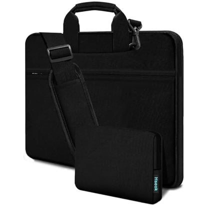 Hseok Laptop Shoulder Bag 15.6-16 inch Case,Water-Resistant Shockproof Computer Handbag with Small Case Compatible with MacBook Pro/Neo 16",Mac Air 15 M5, XPS 15/16 and most 15.6-16 PC,Black - color: Black, size: 15.6-16"
