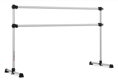 VITA Barre Portable Freestanding Double Ballet Barre, Prodigy, Aluminum | Adjustable Height, USA Made, Home or Gym Exercise Equipment for Kids & Adults | Dance, Fitness, Pilates - color: Satin Silver, style: 6 Ft