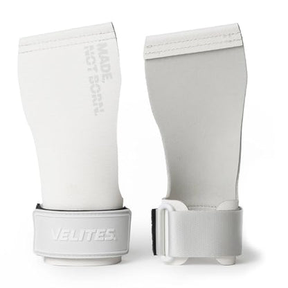 Velites - All Terrain Grips - Official Crossfit® Games Gymnastics Grips - No-Chalk Required - for All Bars & Surfaces - Includes Wristbands & Bag - color: White, size: Medium