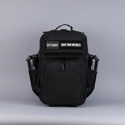WOLFpak 45L Tactical Gym Backpack (Alpha Black) Durable 1000D Waterproof Oxford Material with MOLLE Webbing, Laptop Pocket & Dual Cup Holders, Durable Fitness/Travel/Military Daypack - color: Alpha Black