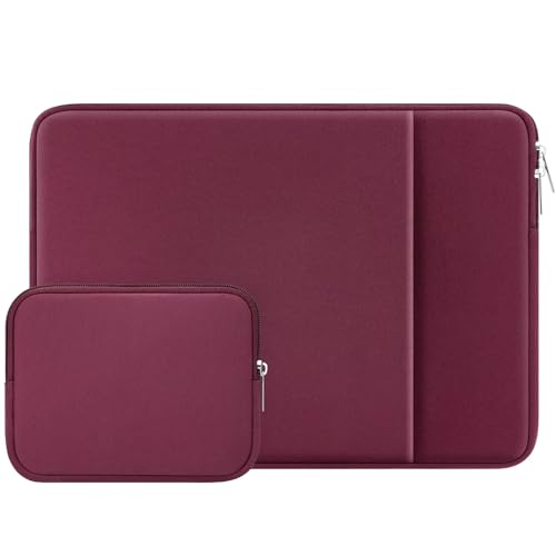 RAINYEAR 15 Inch Laptop Sleeve Protective Case Soft Cover Computer Bag with Front Pocket & Accessories Pouch, Compatible with 15.4" MacBook Pro/Air M2 M3 M4 M5 A3448 A1707 A1990 (Red) - color: Red, size: 15"-15.4"
