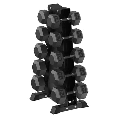 HANDBODE Hex Dumbbell Sets with Rack, 100-165 lb Rubber Encased Dumbbells for Strength Training, Exercise & Fitness, Home Gym Weight Set with Rack - style: 400 lb (30, 35, 40, 45, 50 lb) X 2 & Rack
