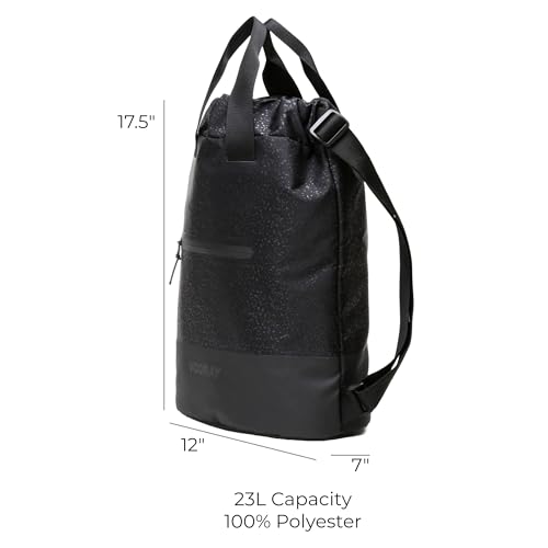 VOORAY 23L Flex Cinch Drawstring Backpack – Lightweight Travel Bag, Weekender & Sports Gym Bag for Women and Men - color: Black Foil