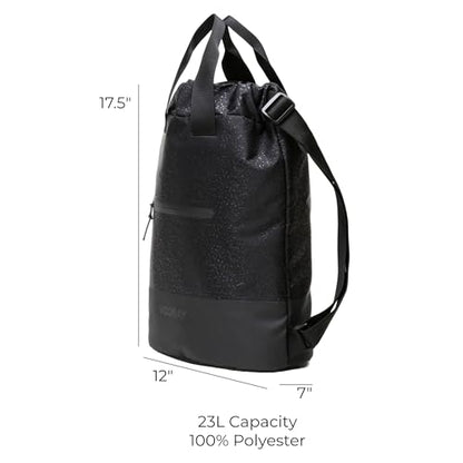 VOORAY 23L Flex Cinch Drawstring Backpack – Lightweight Travel Bag, Weekender & Sports Gym Bag for Women and Men - color: Black Foil