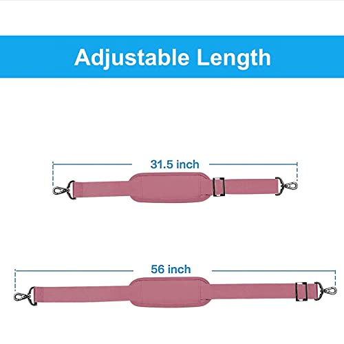 MOSISO 56 inch Shoulder Strap, Adjustable Thick Soft Universal Replacement Non-Slip Fit Padded with Metal Swivel Hooks for Laptop Shoulder Bag/Laptop Messenger Bag/Crossbody Bag, Dusty Rose - color: Dusty Rose