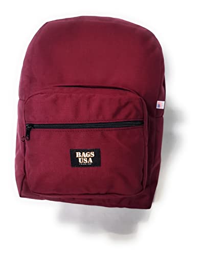 Backpack With Front Pockets And Laptop Sleeve To Carry Heavy Books,University Backpack With Padded Shoulder Straps Made in USA.(Maroon)
