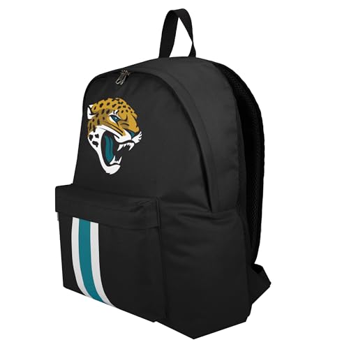 FOCO NFL Officially Licensed Team Color Primary Logo Solid Stripe Football School Bag Travel Backpack - Jacksonville Jaguars - Black - color: Jacksonville Jaguars