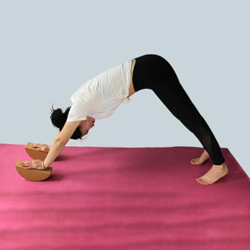 MAGICLULU Yoga Blocks Set, High Density Small Cork Yoga Brick with Non-slip Surface, Semi-circular Balance Training Tool for Core Strength and Stability Exercises