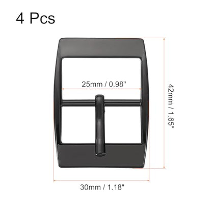 uxcell Metal Roller Buckle, Single Prong Belt Buckle Square Center Bar Buckles for Leather - color: Black, size: 1.26 Inch