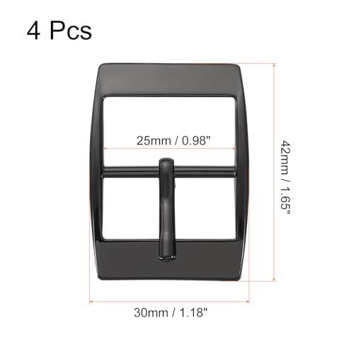 uxcell Metal Roller Buckle, Single Prong Belt Buckle Square Center Bar Buckles for Leather - color: Black, size: 0.98 Inch