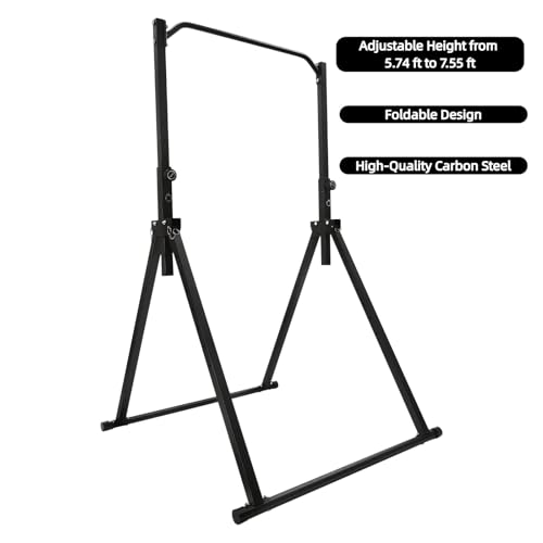 Foldable Pull Up Bar Free Standing Pull Up Dip Station Height Adjustable Pull Up Station for Home Power Tower Workout Pull Up Bar Station