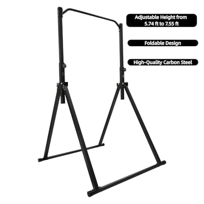 Foldable Pull Up Bar Free Standing Pull Up Dip Station Height Adjustable Pull Up Station for Home Power Tower Workout Pull Up Bar Station
