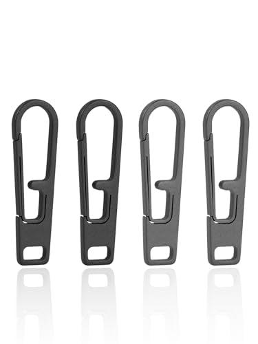 VIPERADE VAT1 Heavy Duty Titanium Zipper Pulls Replacement, Universal Zipper Pull Tab Repair Kit for Jackets, Coats, Suitcases, Luggage, Backpacks, Handbags and EDC Pouches - color: 2 Black 2 Grey, size: 1.38" × 0.27"