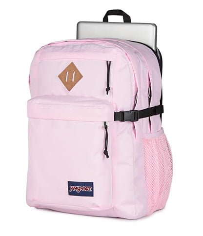 JanSport Main Campus Backpack - Travel or Work backpack w 15-Inch Laptop Sleeve and Dual Water Bottle Pockets, Pink Ice - color: Pink Ice