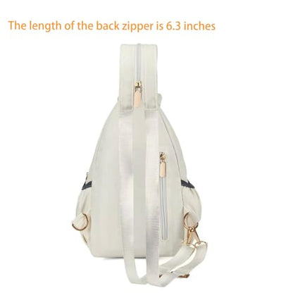 Xsecnua Small Crossbody Bag Convertible Mini Backpack for Women, Cross Body Sling Bag Sling Backpack for Travel Daypack - color: Beige White