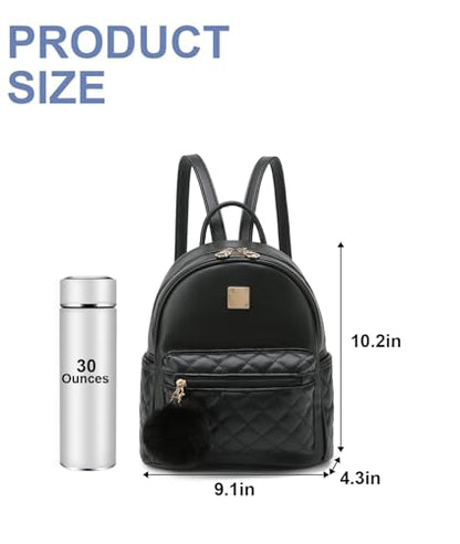 Barsine Girls Fashion Mini Backpack Purse Small Cute Plaid Leather Women Backpacks Little Bag (Black) - color: Black