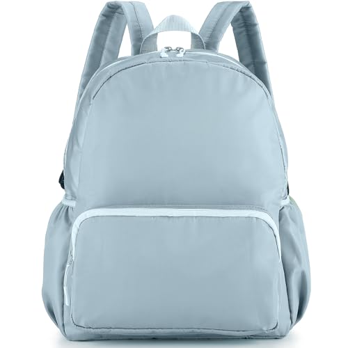 1 Piece Nylon Backpack Kids School Backpack for Toddler Girls Boys Plain Waterproof Preppy Bookbags Travel for Student (Haze Blue) - color: Haze Blue