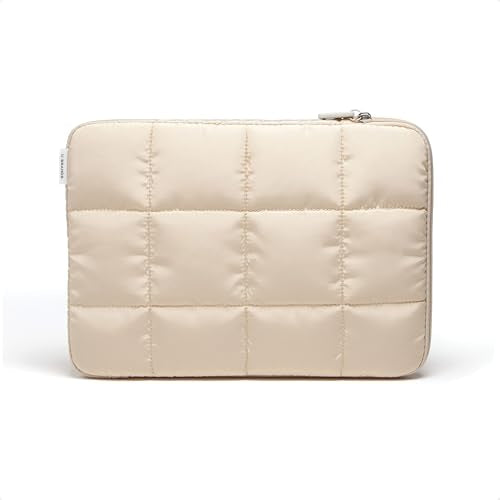 U Brands Nylon Puffy Zipping Medium Laptop Sleeve, 9.75" x 13", MacBook Bag, Laptop Case for MacBook Pro, MacBook Air, Chromebook, HP Computer, Sand Beige - color: Sand Beige, size: Medium