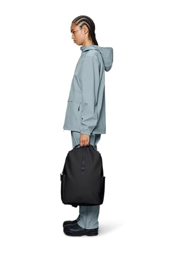 RAINS Clip Front Backpack Black- Waterproof Commuter Backpack with C-Clip Closure & Hidden Pocket, 16″ Laptop Sleeve, Urban Travel Daypack - color: Black