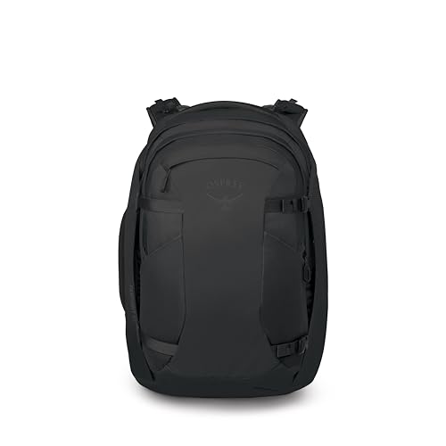 Osprey Farpoint 55L Men's Travel Backpack - Carry On Bag with Personal Item Sized Detachable Daypack, Black, Extended Fit - color: Black, style: 55l - Extended Fit