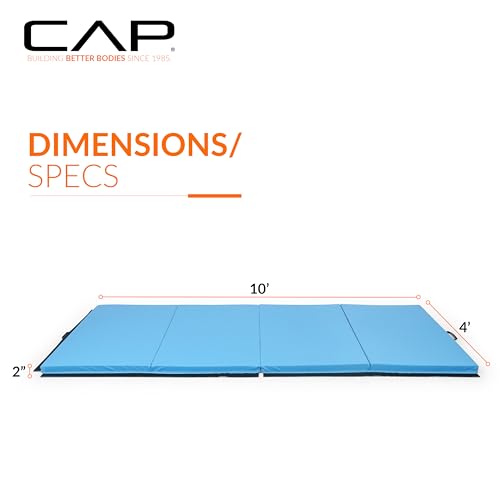 CAP Barbell All Purpose Folding Anti Tear Exercise Training Aerobic Fitness Gym & Gymnastics Balance Mat | Multiple colors - color: Blue, style: 10' x 4' x 2.0" Thick