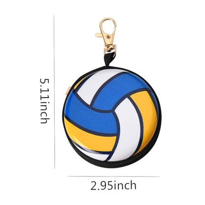 YALLNASL Soccer Basketball Volleyball Baseball Storage Bag Wallet Organizer Coin Pouch Keychain Case for Earplugs Earbuds Earphone - color: Volleyball Keychain