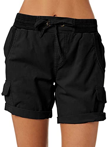 Dokotoo Womens Summer Shorts Relaxed Fit High Waist Casual 4 Pocketed 2026 Hiking Cargo Shorts Outdoor Outfits S-2XL - color: A0 Black, size: XX-Large