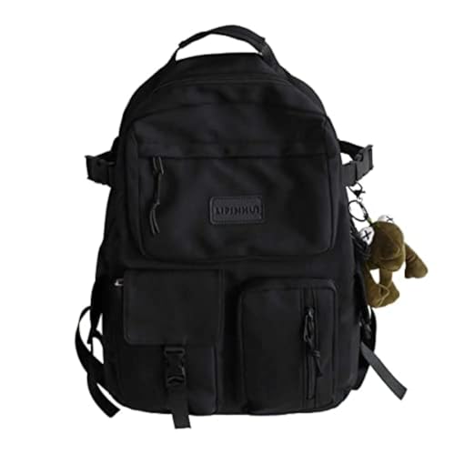 Casual Large Capacity Student Backpacks Cute Backpack for Back To School Traveling Hiking Teens Girls Aesthetic Backpack… (Black) - color: Black