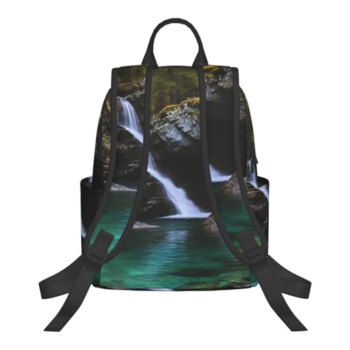 Travel Backpack for Women Men Clear Small Waterfall Daypack 15 inch Lightweight Computer Bag Casual Back Pack - color: Clear Small Waterfall