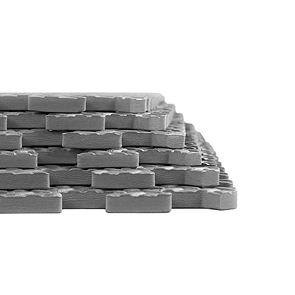 Xspec 3/8" Thick 100 sq. ft. (25 pcs) Gym EVA Foam Floor Mats (24" x 24") | Steel Pattern, Grey - style: Steel Pattern-Grey