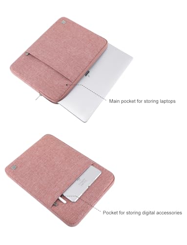 DOMISO Laptop Case Laptop Sleeve Cover Compatible with 15 inch MacBook Air M4/A3241 2025, M3/A3114,M2/A2941,15 inch MacBook Pro A1990 A1707,Compatible with Dell XPS 15 Plus with Pocket, Pink - color: Pink, size: 14 inch