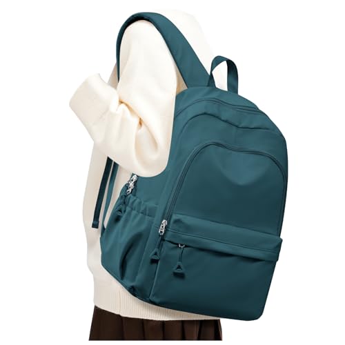 BJLFS Blue Backpack for School Women Girls, Waterproof Bookbag Cute High School Backpack for Men Teen Boys, Lightweight Travel College Backpacks Mochilas Escolares para Casual Daypack Rucksack - color: A0-peacock Blue
