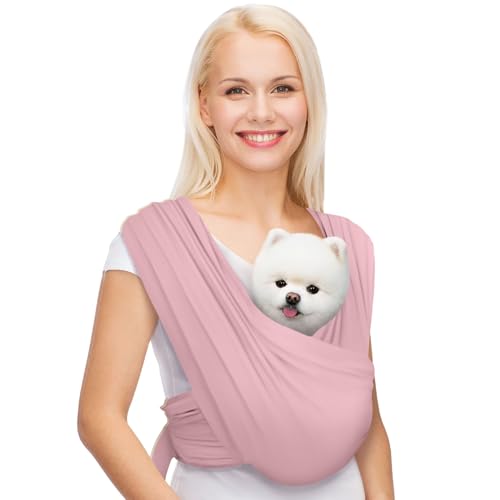 AnccoPlus Dog Carriers for Small Dogs, Front Facing Dog Sling Carrier, Hands Free Cat Carrier, Size Adjustable, Reducing Back Pain, Premium Cotton, Safe and Soft Dog Carrier (Regular, Light Pink) - color: Light Pink, size: Regular