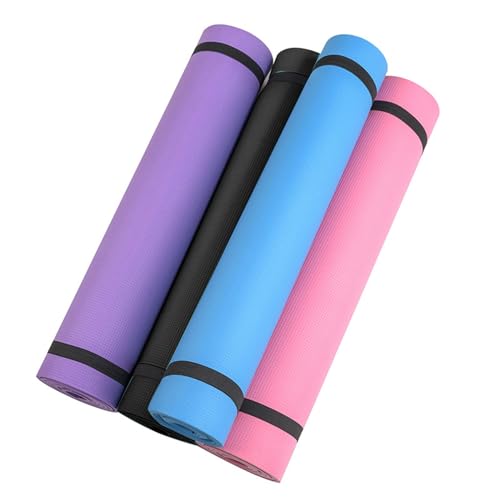 Black Yoga Mat, 1/4" High Density Extra Thick Anti-Tear Non-Slip Pilates Mat with Carrying Strap,Comfortable Pink Fitness Mat for Exercise,Fitness,Home Workout,Stretching,Pilates,Gym - color: Pink