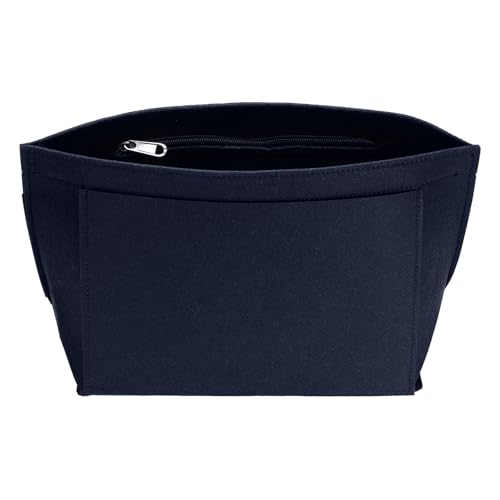 uxcell Purse Organizer Insert, Medium Felt Handbag Organizer Bag Storage & Finishing Inner Bag Liner with Zipper for Chic Backpack Tote Shoulder Bags, Navy Blue - color: Navy Blue, size: Medium