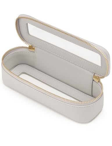 Popvibe Slim Makeup Brush Bag Travel Clear Toiletry Bag for Women Cute Make Up Bag for Traveling Cosmetic Bag Organizer Waterproof Tansparent Beauty Makeup Case Blue Gray - color: Beige Grey, style: Slim Sleek
