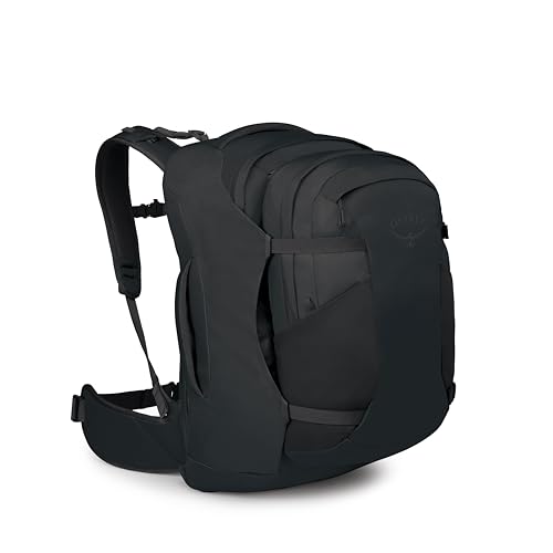 Osprey Farpoint 55L Men's Travel Backpack - Carry On Bag with Personal Item Sized Detachable Daypack, Black, Extended Fit - color: Black, style: 55l - Extended Fit