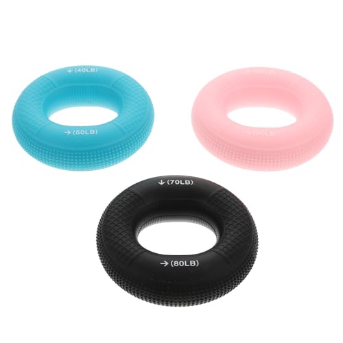 3pcs Silicone Hand Grip Strengthener Rings Set, Multi-resistance Finger Exerciser and Hand Massage Trainer for Forearm Workout, Rehabilitation, and Fitness Training