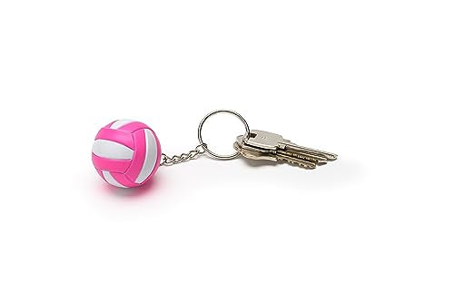 Tandem Sport Volleyball Key Chain - Mini Volleyball On Key Ring - Pink and White Volleyball Keychain for Backpacks, Gym Bags, Purses - Volleyball Themed Party Supplies - Gift for Volleyball Players - color: Pink Volleyball