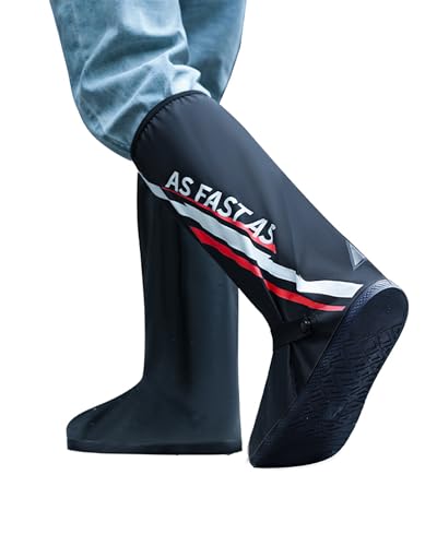 Waterproof Rain Shoe Covers Reusable Anti-Slip and Reflector Portable Motorcycle Rain Boots for Men Women - color: Red, size: Medium